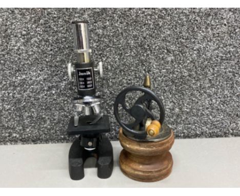 Vintage coffee grinder &amp; Janik 3 lens microscope