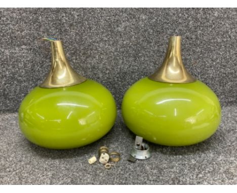 A pair of mid 20th century green glass ceiling light fittings
