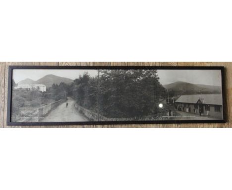 A framed/glazed LMS sepia carraige print, showing Royal Victoria hotel, Llanberis and Llanberis station on the Snowden mounta
