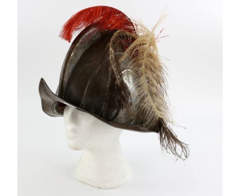 Captain Blood (1935) Metal helmet with cloth interior, with later modifications, numbered in black marker to inside..   