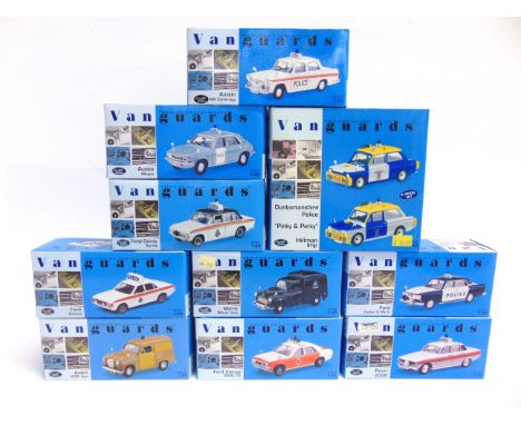 TEN 1/43 SCALE VANGUARDS DIECAST MODEL POLICE VEHICLES  each mint or near mint and boxed.