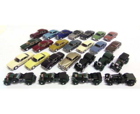 TWENTY-FIVE 1/43 SCALE DIECAST MODEL JAGUAR, DAIMLER &amp; BENTLEY CARS  each mint or near mint (some lacking detail or self-