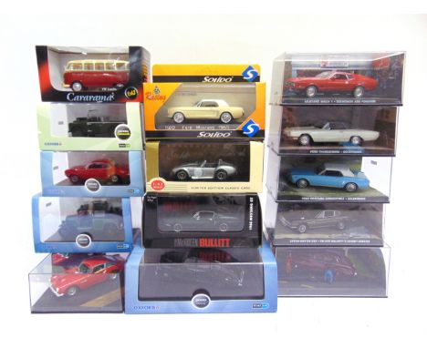 FOURTEEN ASSORTED 1/43 SCALE DIECAST MODEL VEHICLES  each mint or near mint (some possibly lacking detail parts), each boxed.