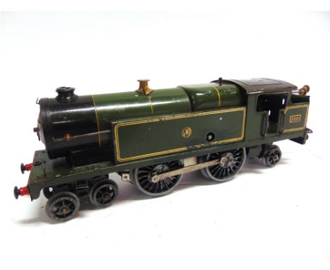[O GAUGE]. A HORNBY NO.2, G.W..R. 4-4-2 SPECIAL TANK LOCOMOTIVE, 2221  button logo to tank, lined green livery, clockwork mot