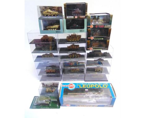 TWENTY-SIX 1/72 SCALE &amp; OTHER MODEL MILITARY VEHICLES  each mint or near mint and boxed or in original hard plastic case.