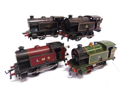 [O GAUGE]. FOUR HORNBY LOCOMOTIVES  comprising a No.1, G.W.R. 0-4-0 tank locomotive, 4560, button logo to tank sides, lined g