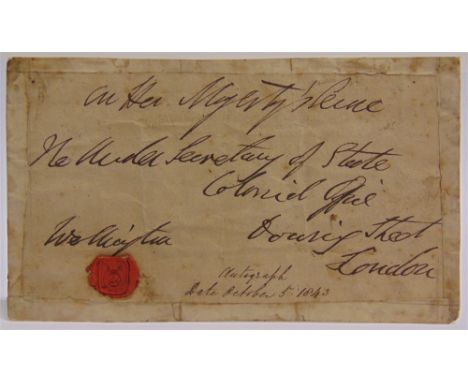 AUTOGRAPHS - ARTHUR WELLESLEY, 1ST DUKE OF WELLINGTON (ANGLO-IRISH, 1769-1852), SOLDIER &amp; STATESMAN  a manuscript envelop