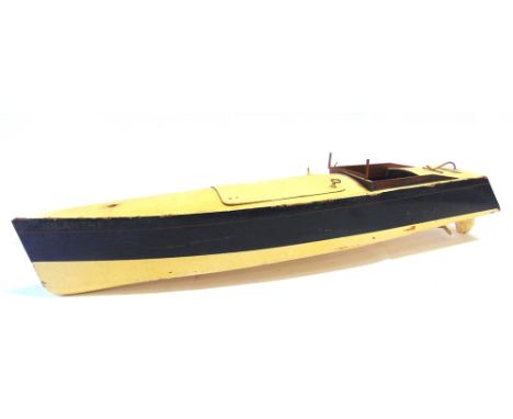 A BASSETT-LOWKE SINGLE-SCREW LAUNCH, 'IOLANTHE'  the wooden hull painted cream and dark blue, complete with propeller and rud