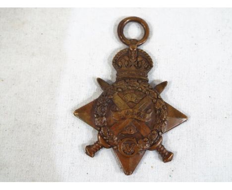 A World War One (WW1) 1914 Star (Mons Star) engraved 8177 Pte A Croft 2 Leic R