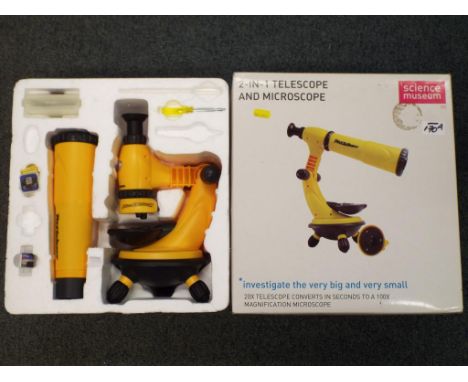 A 2-in-1  Science Museum telescope and microscope, telescope converts from 20X to 100X, boxed