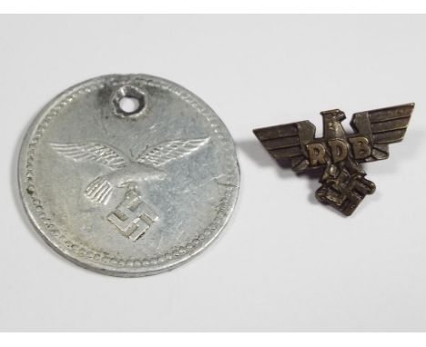 A World War Two (WWII) German Member badge of the Imperial Federal Officials - Abzeichen des Reichsbundes der Beamten RDB mar