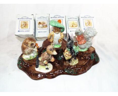 Beatrix Potter - a collection of five Royal Albert figurines to include Timmy Tiptoes, Little Black Rabbit, Johnny Townmouse 