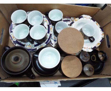 A collection of approximately 25 pieces of ceramic tableware by Denby and a collection of approximately eight pieces of Alfre
