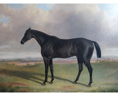 George Henry Laporte (English, 1799-1873) 'The Sweep', portrait of a black horse in a landscapeoil on canvasinitialled and da