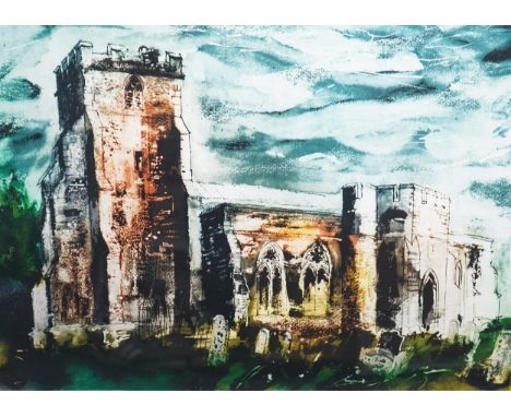 § § John Piper (British, 1903-1992) 'Ivy Church, Romney Marsh'etching with aquatint 1983scarce print for the edition of 100, 