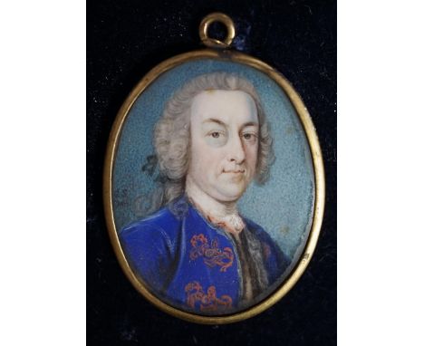 Gervase Spencer (c.1715-1763) Miniature portrait of Admiral Lord Hawkewatercolour on ivoryinitialled and dated 1748, 40 x 32m