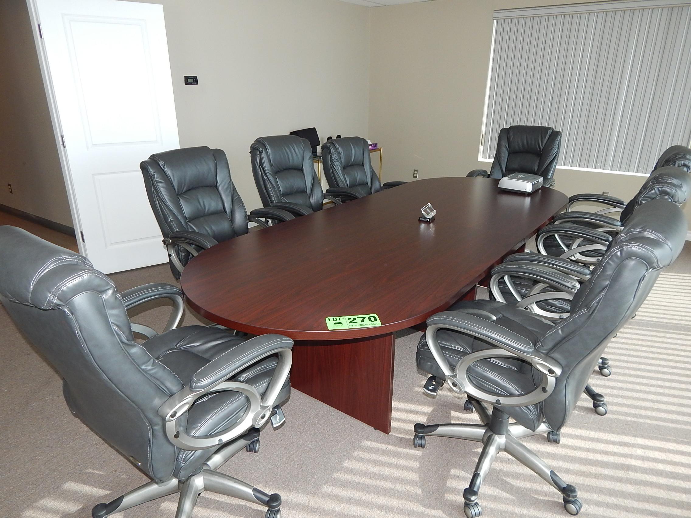 LOT/ 8 PERSON BOARDROOM TABLE WITH CHAIRS