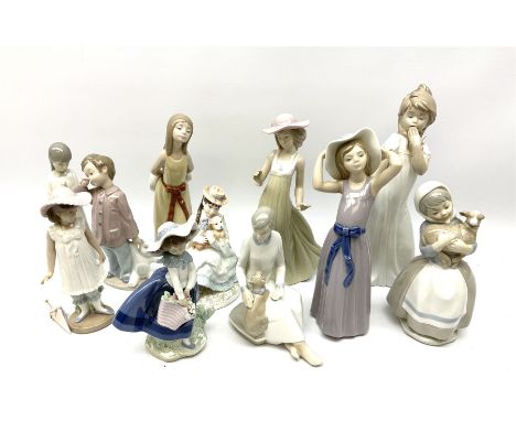 A group of ten Spanish figures, to include five Nao examples, and three Lladro examples, etc., plus a Coalport figure 'Best F