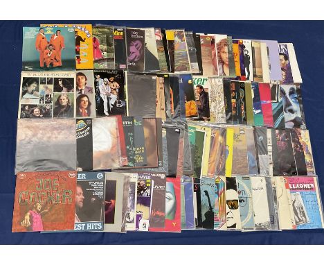 Quantity of vinyl records including Pat Travers 'Makin Magic', Poco 'Legend', Peter Gabriel 'Plays Live', Jethro Tull 'Living
