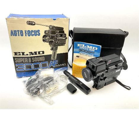 Elmo super 8 sound 3000AF Camera with extendable mic, in box, with case and instruction.  