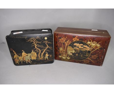 Two highly decorated Japan lacquer trinket or jewellery cases