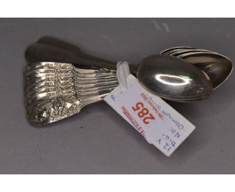 A set of twelve Victoria teaspoons by Nodder Sheffield in Osmium silver