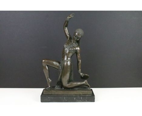 After D. H. Chiparus - 'Kashmiri Dancer' cold cast bronze statue, raised on a marble base, approx 38cm H x 23cm W x 10cm D 