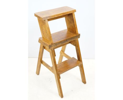 Vintage pine folding dresser step stool, 67cm high (at latest), 35cm wide x 48cm deep 
