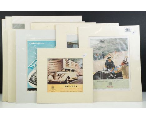 Advertising - A collection of vintage advertising prints to include Humber, Daimler, Land-Rover, Hillman, etc 