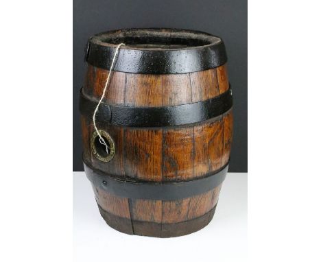 Coope &amp; Co Ltd vintage iron bound coopered beer barrel, approx 40cm tall 