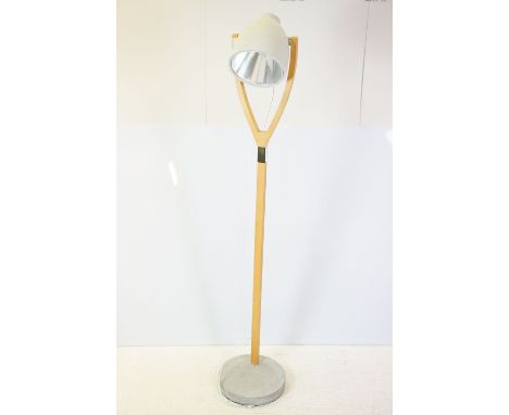 Modern Living lamp, with cement effect base and shade, with maker's label, 146cm high 
