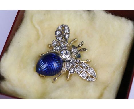 Gilt and enamel brightly coloured bee brooch 