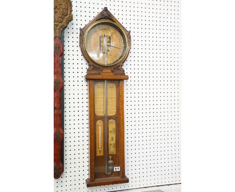 Admiral Fitzroy's Royal Polytechnic Barometer, oak cased, Joseph Davis &amp; Co, London, 103cm high 