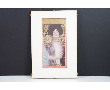 Gustav Klimt, Art Nouveau portrait, Judith I, lithograph / print, publisher Verlag Galerie Welz, Salzberg Austria, 30 x 14.5c