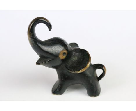 Mid century Austrian Vienna bronze elephant designed by Walter Bosse, 6cm high 