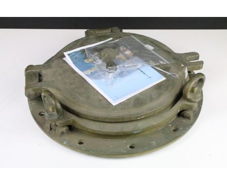 Brass porthole cover from the T H Watermeyer tug vessel, approx 42cm diameter 