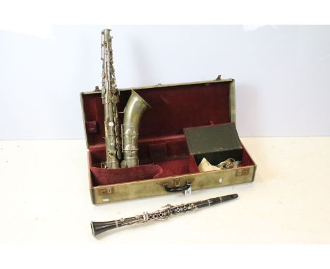 Pennsylvania special saxophone and a J R Lafleur &amp; son clarinet. Both set within hard carry case with reeds and mouth pie