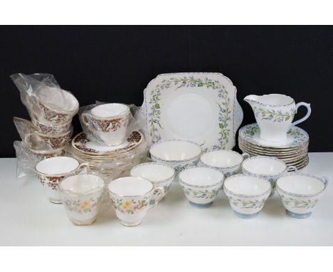 Collection of china to include a part Shelley harebell pattern tea service decorated with blue florals (six teacups and sauce