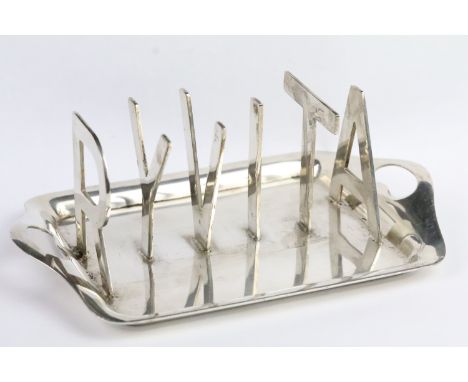 Vintage Ryvita advertising toast / Ryvita rack having letter dividers. Marked J H Potter Sheffield to verso. Measures 20 x 12