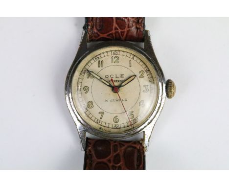 WW2 period military dial ocle 16 jewel manual wind wristwatch made in France 