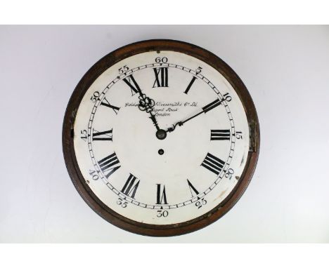 Late 19th / early 20th mahogany school / station style clock, inscribed 'Goldsmiths &amp; Silversmiths Co Ltd' to the white p