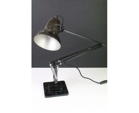 Herbert Terry vintage anglepoise lamp having a a stepped square base with conical shade. 