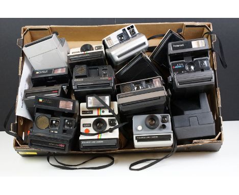 Collection of Polaroid Instant cameras including various Polaroid 600 and SX-70 models 