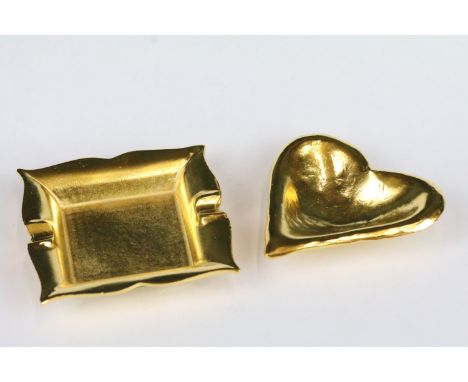 A Edouard Rambaud of Paris gilt trinket dish in the form of a heart together with a gilt ashtray. 