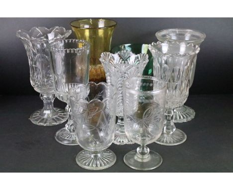 Selection of large vintage decorative glass vases in varying sizes and colours. 