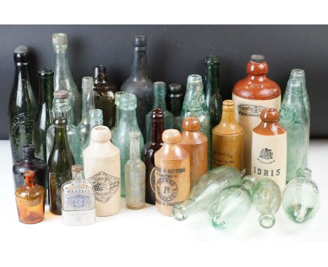 Selection of Antique and Vintage glass and ceramic bottles of varying shapes and sizes, Bath and Wilts areas. Torpedo bottles