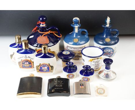 Collectors selection of Rum memorabilia to include a Pusser's flagon, two medium Lamb's 100 Navy Rum flagons, Pusser's Rum ce