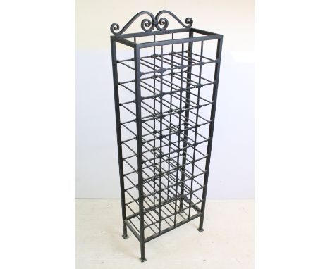Wrought iron, 10 shelf, 40 bottle capacity, champagne wine rack. 117cm high x 43cm wide x 22cm deep 