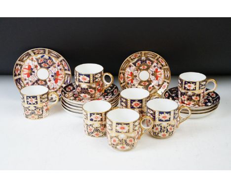 Royal Crown Derby Demitasse Imari pattern coffee cups and saucers (4 x small cups and 3 x espresso cups. 4 x small saucers, 6