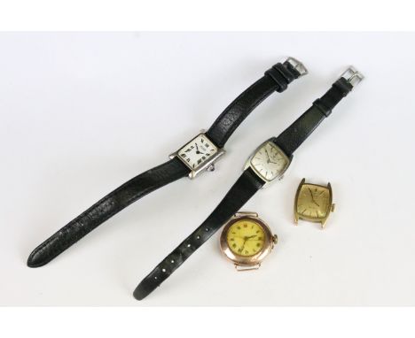A collection of four vintage ladies wristwatches to include a gold cased and steel cased Omega and another gold cased example